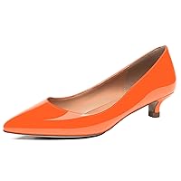 Women's Solid Slip On Solid Pointed Toe Patent Kitten Low Heel Pumps Shoes 1.5 Inch