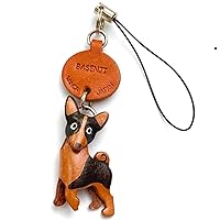 Basenji Leather Dog mobile/Cellphone Charm VANCA CRAFT-Collectible Cute Mascot Made in Japan