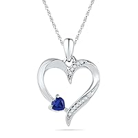 1.85 Carat Diamond & Carat Lab Created Blue Sapphire Heart Shape Pendant