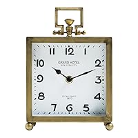 NIKKY HOME Metal Table Clock, Silent Non-Ticking Classic Battery Operated Decorative Mantel Desk Shelf Clock for Living Room Decor - Gold