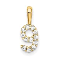 14k Gold Diamond Sport game Number 9 Pendant Necklace Measures 13.12x4.96mm Wide 1.67mm Thick Jewelry for Women