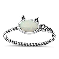 CHOOSE YOUR COLOR Sterling Silver Cat & Fish Ring