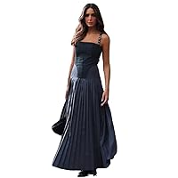 Ladies Fashion Strap Black Elegant Sleeveless Backless -line Dresses Female Party Evening Robes