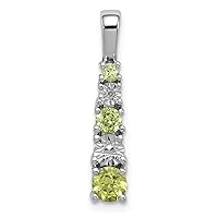 925 Sterling Silver Polished Prong set Open back Peridot and Diamond Pendant Necklace Measures 23x4mm Wide Jewelry Gifts for Women