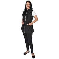 Betty Dain The Chelsea Vest, Poly/Nylon blend, Contoured Design with Contrast Trim and Drawstring Waist, Front Angled Pockets, Water and Hair Resistant, 2X