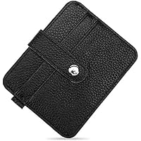 Wallet for Men Men's Wallet Slight Leather Card Holder Card Holder Multi-function ID Card Personality Outset Layer Leather Card Holder (Color : Black, Size : S)