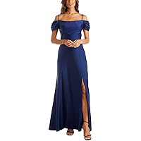 NW Nightway Womens Petites Square Neck Cold Shoulder Formal Dress