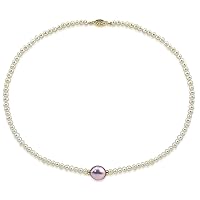 14k Yellow Gold 12-13 mm, 4.0-5.0 mm Baroque Lavender and White Freshwater Cultured Pearl Necklace, 18