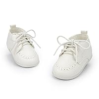 Sawimlgy Baby Boys Girls Premium Soft Leather Oxfords Dress Wedding Shoes Sturdy Rubber Sole Waterproof Lace Up Ankle Shoes Brogue Formal Loafers First Walker Newborn Infant Toddler Lazy Crib Shoes