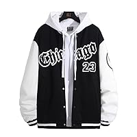 Jackets for women - Men Letter Graphic Two Tone Varsity Jacket Without Hoodie