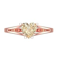 Clara Pucci 1.45ct Heart Cut Solitaire split shank Genuine Natural Morganite 4-Prong Classic Statement Ring 14k Rose Gold for Women