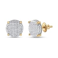 The Diamond Deal 10kt Yellow Gold Mens Round Diamond Cluster Earrings 1/3 Cttw
