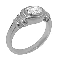 Solid 18k White Gold Cubic Zirconia Unisexs Solitaire Ring - Sizes 4 to 12 Available