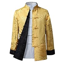 Spring Autumn Tang Suit Men's Chinese Jacket Hanfu Two Sides Wear Retro Ethnic Clothing Jacket Tops