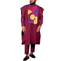 African Mens Clothing Traditional Wedding Attire Embroidery Agbada Boubou Caftan Nigerian Male Clothes Set