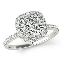 Moissanite Engagement Ring, 4.0ct Cushion Cut, Colorless VVS1 Clarity, Sterling Silver Setting with 18K White Gold Rings foe Women