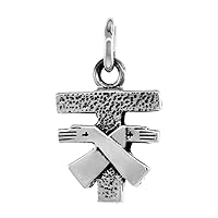 Very Tiny 5/8 inch Sterling Silver Franciscan Coat of Arms Tau Cross Necklace for Women & Men 16-24 inch