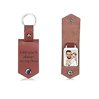 OXYEFEI Photo Leather Keychain Dad Gift Keychain Father’s Day Gift Personalized Gift for Dad’s Christmas Birthday