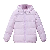 Coat Set for Boys Toddler Kids Boys Girls Winter Warm Jacket Outerwear Solid Coats Hooded Jacket (Purple, 5-6 Years)