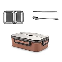 Stainless Steel Lunch Box, Meal Box Bento Box Fresh Keeper Meal Prepping Food Storage Containers for Home Office Picnic -b