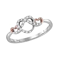 The Diamond Deal 10kt Two-tone White Gold Womens Round Diamond Infinity Knot Heart Ring 1/10 Cttw