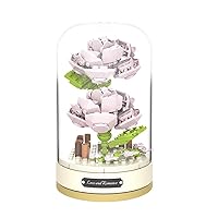 Flower Music Box Building Blocks Kits Wild Rose JK2676, Artificial Flowers Building Project to Release Stress and Focus The Mind, for Birthday Gifts to Adults/Teens