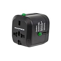 Monoprice Compact Cube Universal Travel Adapter, Supports International Power Outlets, Black