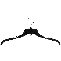 479 Black Plastic Hangers with Rotating Metal Hook and Notches for Straps, Great for Shirts/Tops/Dresses, 17 Inch (Pack of 10)
