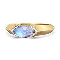 Multi Choice Your Gemstone 0.25 Ctw Marquise 925 Sterling Silver Yellow Gold Plated Engagement Ring