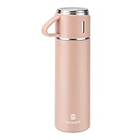 Stainless Steel Thermo 500ml/16.9oz Vacuum Insulated Bottle with Cup for Coffee Hot drink and Cold drink water flask.(Pink,Single)