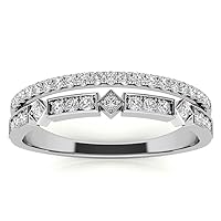 Excellent Round Brilliant Cut 0.20 Carat, Moissanite Diamond Promise Band, Prong Set, Eternity Sterling Silver Band, Valentine's Day Jewelry Gift, Customized Bands