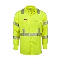 LAPCO FR Modern Hi-Viz Uniform Shirt, Class 3, 5oz. Tecasafe One, Hi-Viz Yellow, Large Regular