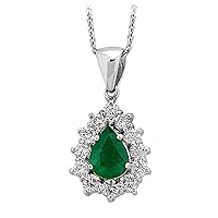 Dimaond and Drop Emerald Large Necklace in 14K Gold
