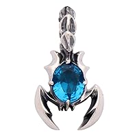 Vintage 925 Sterling Silver Scorpion Pendant with Blue Stone for Men Women