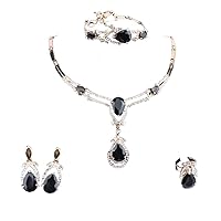 Exquisite Zircon Crystal Necklace Earring Bracelet Ring Bridal Jewelry Sets for Women Gift Party Wedding Prom
