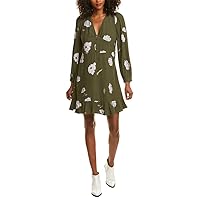 Cupcakes and Cashmere Junior's Elif Printed Dress with Button Detail, Dark Olive, 8