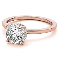 10K Solid Rose Gold Handmde Engagement Ring 3.0 CT Cushion Cut Moissanite Diamond Solitaire Weddings/Bridal Rings for Womens/Her Proposes Ring
