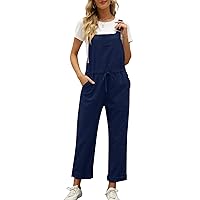 Flygo Overalls for Women Loose Fit Adjustable Strap Drawstring Cotton Overalls Jumpsuits