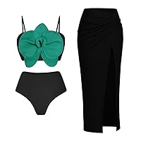 Womens Bikini Underwear Black Cotton Bikini Sets for Teens with Skirt Bikini with Shorts Set Large Floral Two