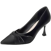Women's Mid Kitten Heel Pumps Shoes Work Formal Court Shoes Pointed Toe Evening Dress Heels