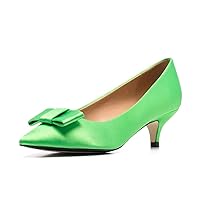 Womens Pointy Toe Kitten Low Heel Bowknot Formal Pumps Slip on Business OL Dress Office Shoes for Prom Evening Party Dress
