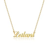 M MOOHAM Gold Custom Name Necklace Personalized - 18K Gold Plated Personalized Name Necklaces for Women Girls Kids Teens, Plate Monogram Necklace Name Necklace