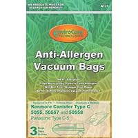 Kenmore/Sears Type O & U - 50688 and 50690 EnviroCare Anti-Allergen Vacuum Cleaner Bags / 3 pack - Generic Synthetic Cloth Filtration w/Closure
