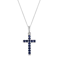 Natural Gemstone Necklace Multi Birthstone 925 Sterling Silver Cross Pendant with Chain for Women 18''