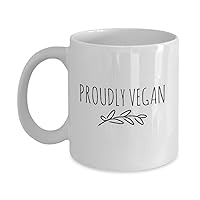 PROUDLY VEGAN MUG - Unique Coffee Mug for Vegan - Cute Vegetarian Ceramic Cup - Birthday gift for Him or Her, Mom, Dad - Gift Idea for Boyfriend or Girlfriend (11 oz)