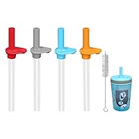 XSGXS Replacement Straws Compatible with Zak Designs 15oz Water Bottle,BPA-Free,Transparent and Food Grade,Reusable Straws With Cleaning Brush(4-Pack)