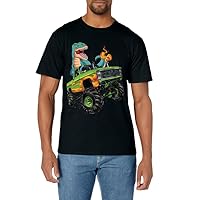 Trex Dinosaur Monster Truck Crushing Cars Kids birthday Boys T-Shirt