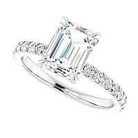 10K/14K/18K Solid White Gold Handmade Engagement Ring 1.5 CT Emerald Cut Moissanite Diamond Solitaire Wedding/Bridal Gift for Women/Her Gorgeous Gift