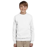 Hanes Boys Cotton Crewneck Fleece Closure Sweatshirt,White,Small