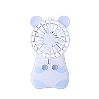 Mini Cooling Fan Personal Handheld Standable Multi-color LED Lights 2 Adjustable Speeds Travel Camping Festival Uses (Mini One Size, Mouse Fan- Blue)
